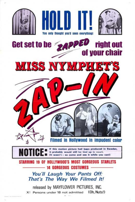 Miss Nymphet's Zap-In Movie Poster Print featuring vibrant cinematic art.
