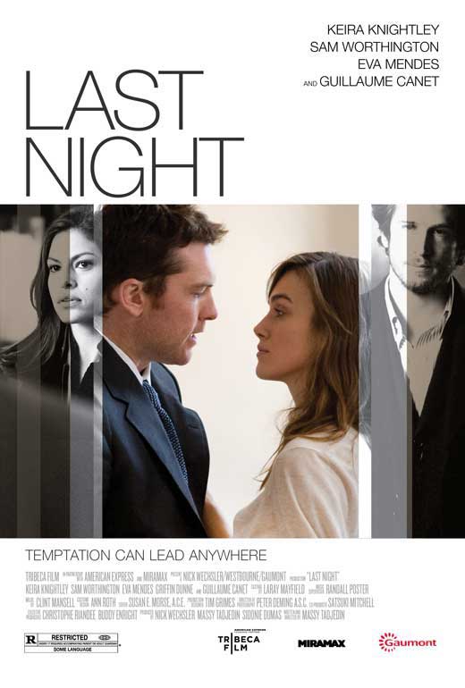 Last Night Movie Poster Print featuring stunning cinematic artwork.