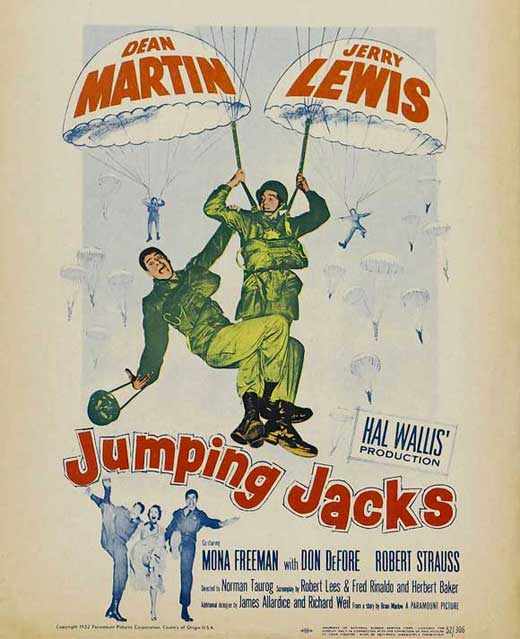 Jumping Jacks Movie Poster Print featuring playful imagery and vibrant colors.