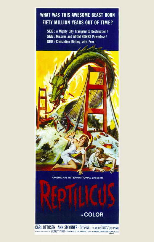 Reptilicus Movie Poster Print showcasing the iconic monster from the classic 1961 film.