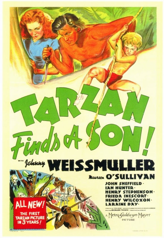Tarzan Finds a Son Movie Poster Print featuring dynamic jungle imagery.