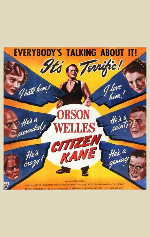 Citizen Kane Movie Poster Print featuring classic film art.