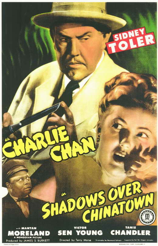 Shadows Over Chinatown Movie Poster Print showcasing classic film noir style.