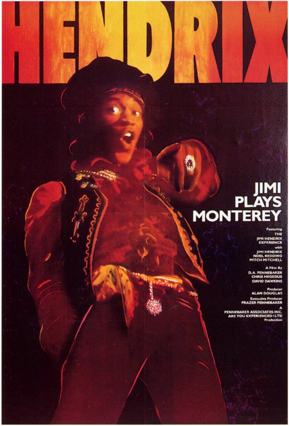 Jimi Plays Monterey Movie Poster Print capturing Jimi Hendrix's iconic performance.