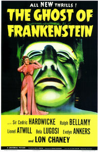 The Ghost of Frankenstein Movie Poster Print showcasing classic horror film imagery.