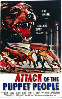 Attack of the Puppet People movie poster print showcasing vintage horror art.
