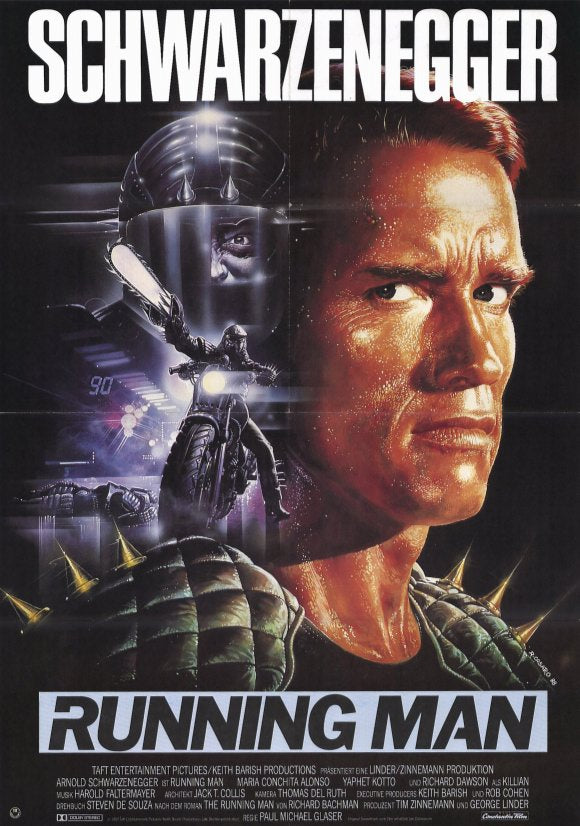 The Running Man Movie Poster Print showcasing iconic imagery from the film.