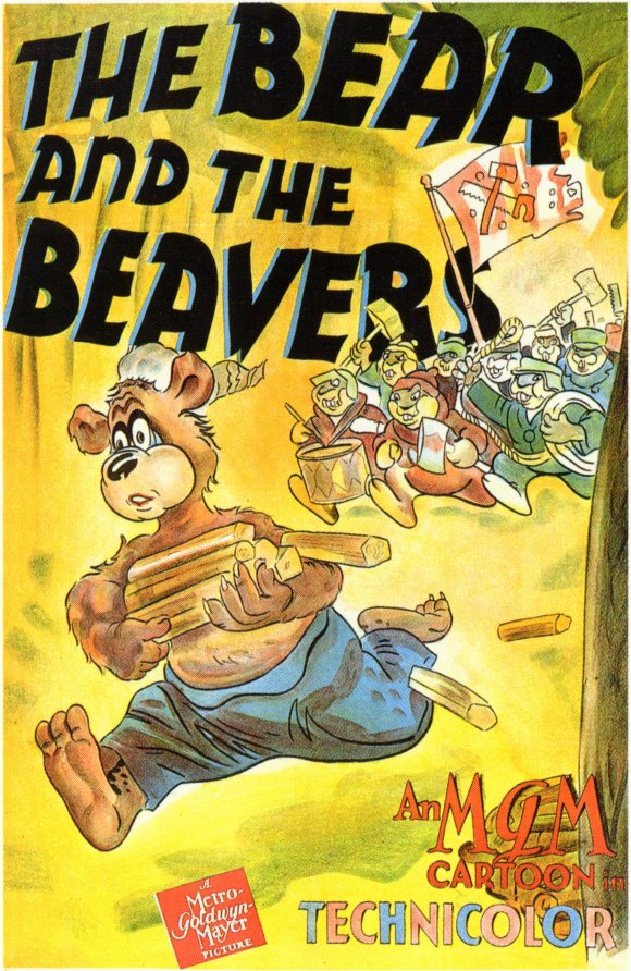 The Bear and the Beavers Movie Poster Print featuring colorful animation.