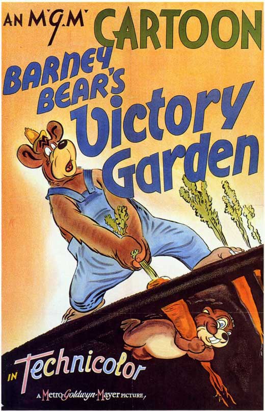Barney Bear's Victory Garden Movie Poster Print showcasing classic animation style.