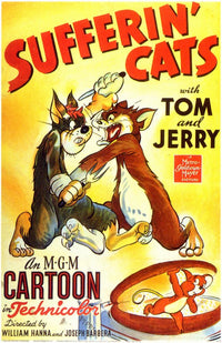 Sufferin' Cats Movie Poster Print featuring whimsical feline art.