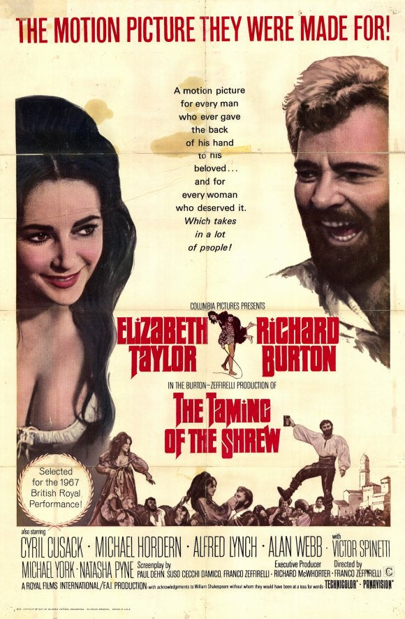 The Taming of the Shrew Movie Poster Print featuring vibrant colors and classic design.