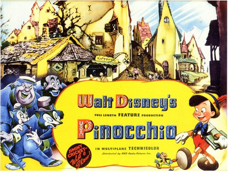 Pinocchio Movie Poster Print featuring vibrant animation artwork.
