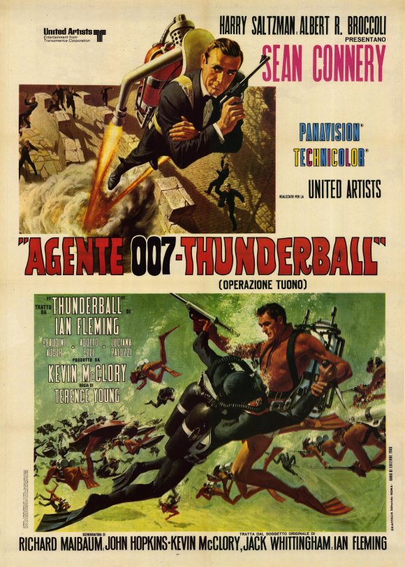 Thunderball Movie Poster Print featuring classic James Bond artwork.