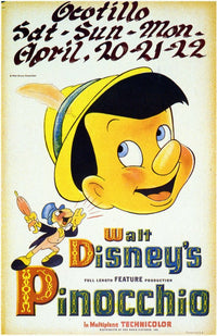 Pinocchio Movie Poster Print featuring classic animation art.