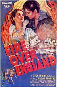 Fire Over England Movie Poster Print showcasing classic cinema artwork.