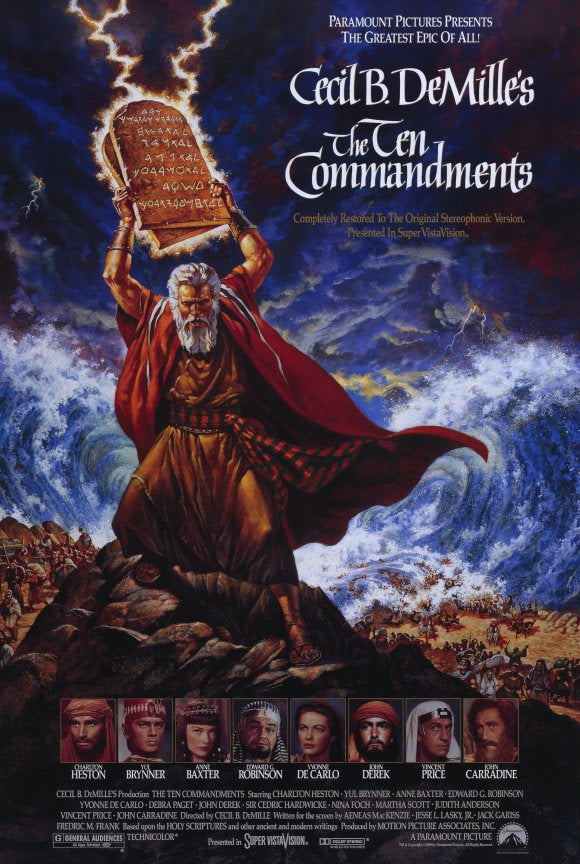 The Ten Commandments Movie Poster Print, classic film art.