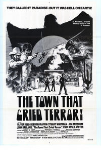 The Town That Cried Terror Movie Poster featuring suspenseful artwork.