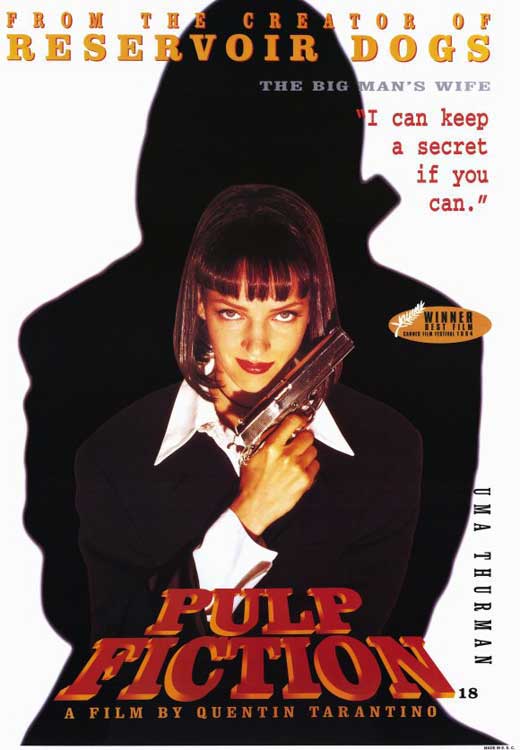 Pulp Fiction Movie Poster Print showcasing iconic film characters and moments.