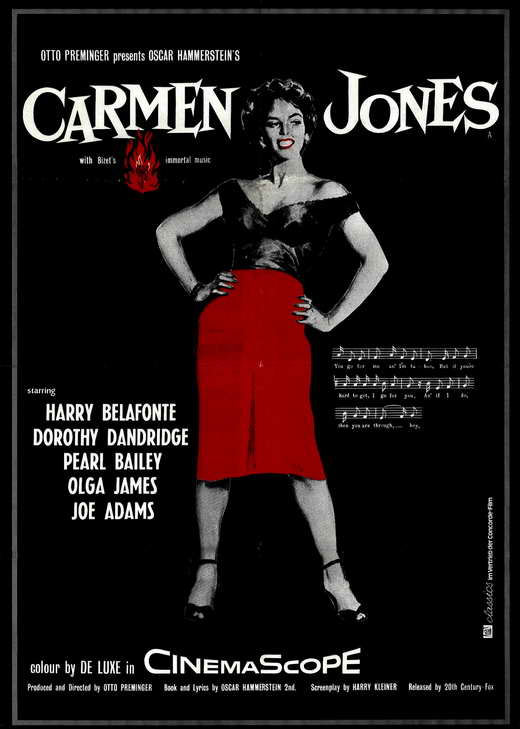 Carmen Jones Movie Poster Print showcasing vibrant colors and classic cinema design.