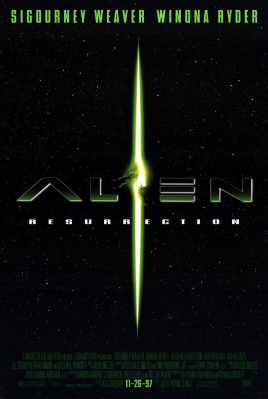 Alien Resurrection Movie Poster Print featuring iconic sci-fi design.
