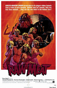 Raw Meat Movie Poster Print featuring classic horror film imagery.