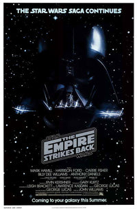 The Empire Strikes Back Movie Poster Print featuring iconic Star Wars imagery.