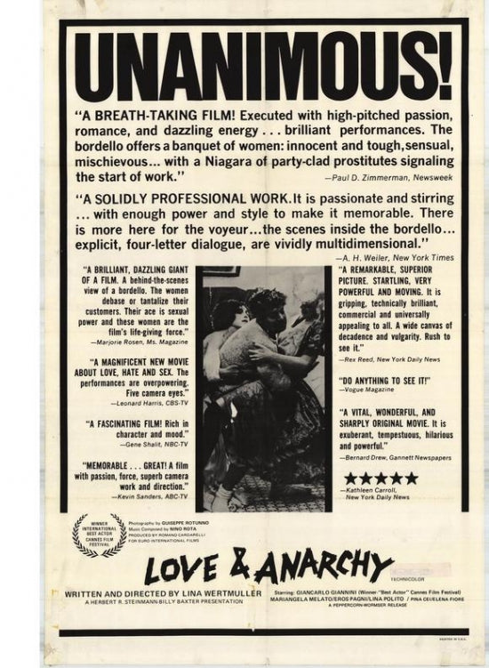 Love and Anarchy Movie Poster Print - vibrant cinema artwork