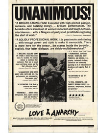 Love and Anarchy Movie Poster Print - vibrant cinema artwork