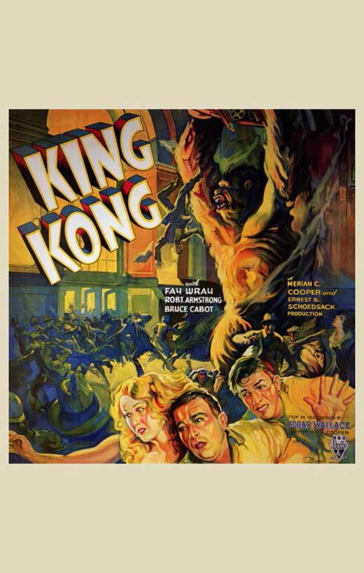 King Kong movie poster print showcasing the iconic giant gorilla.