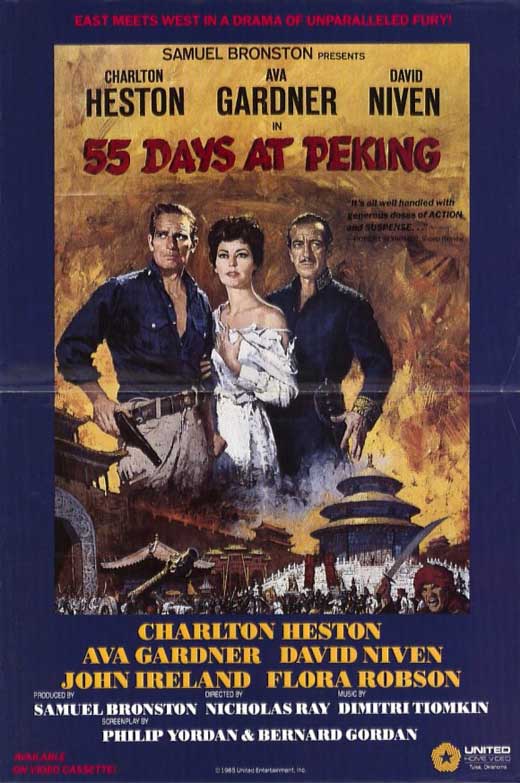 55 Days at Peking Movie Poster Print showcasing classic film artwork.