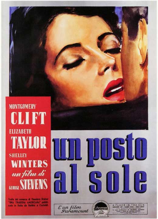 A Place in the Sun Movie Poster Print featuring classic cinema imagery.