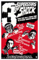 3 Superstars of Shock Movie Poster Print featuring iconic horror stars.