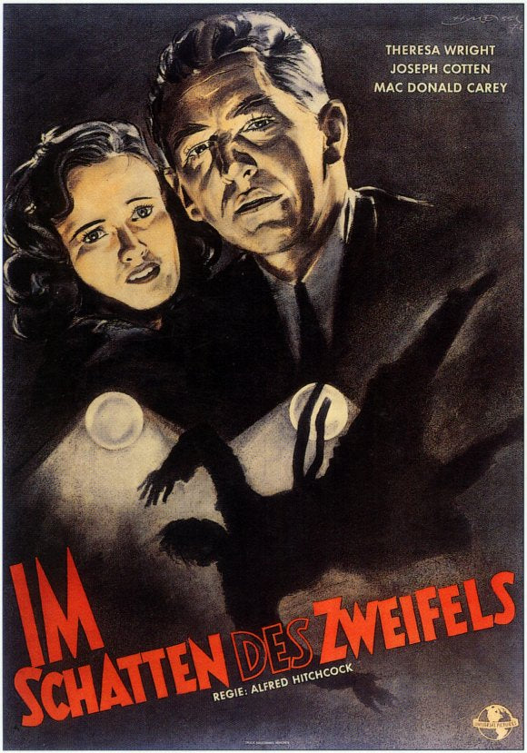 Shadow of a Doubt Movie Poster Print showcasing classic suspense art.
