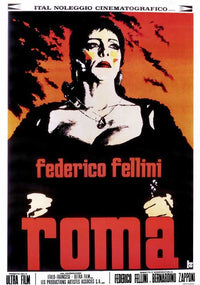 Fellini's Roma Movie Poster Print featuring classic Italian cinema art.