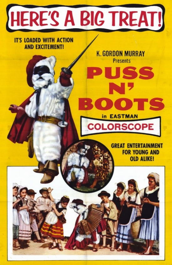 Puss n' Boots movie poster print featuring the playful feline hero.