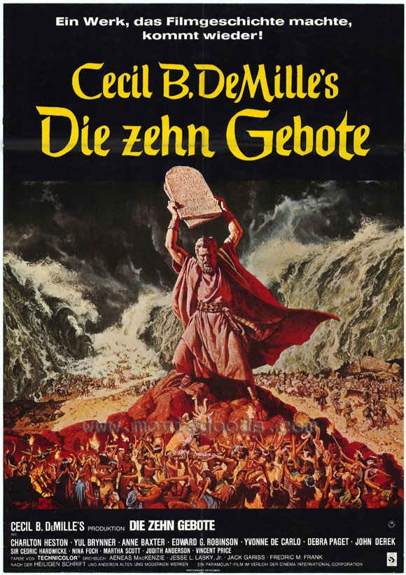 The Ten Commandments Movie Poster Print featuring classic film imagery.