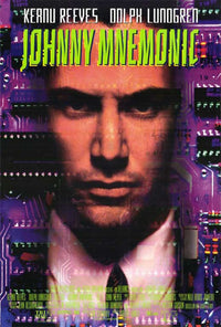 Johnny Mnemonic Movie Poster Print featuring futuristic design.