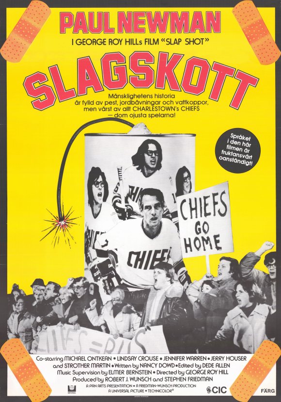 Slap Shot Movie Poster Print featuring iconic ice hockey film imagery