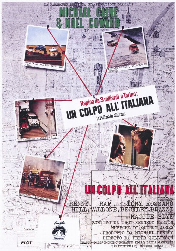 The Italian Job Movie Poster Print showcasing vibrant colors and dynamic imagery.