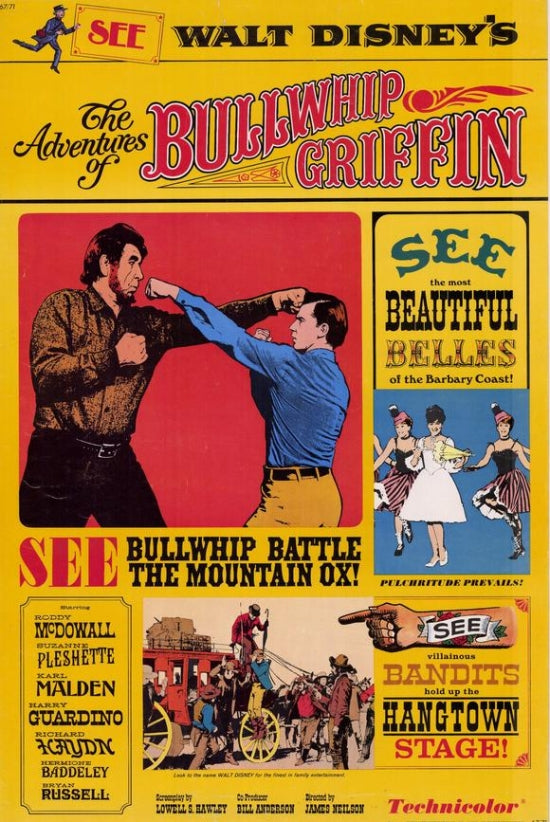 The Adventures of Bullwhip Griffin movie poster print showcasing adventure and nostalgia.
