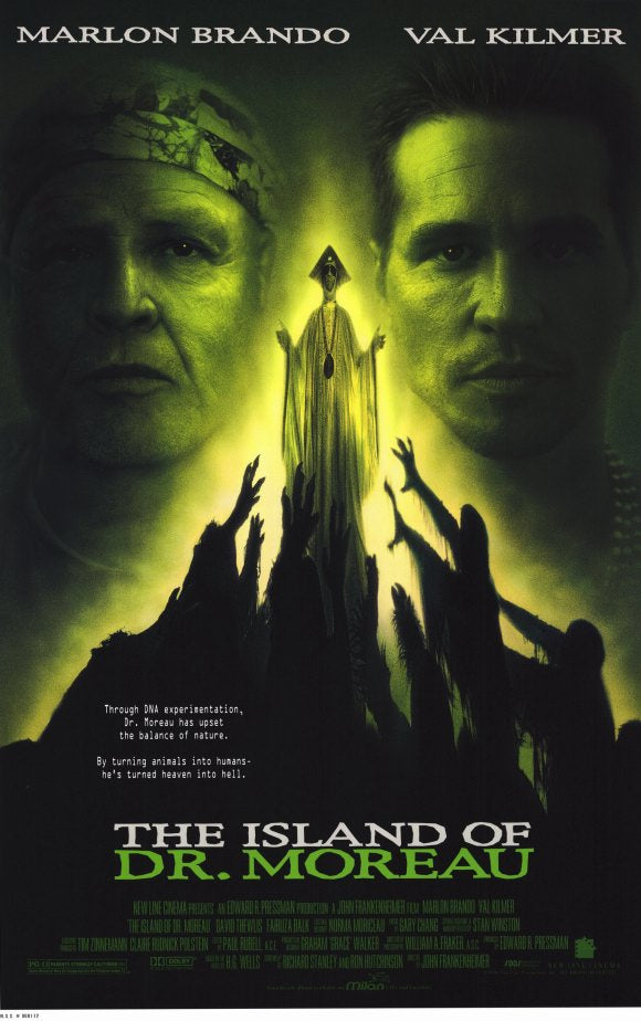 The Island of Dr. Moreau movie poster print featuring dramatic artwork.