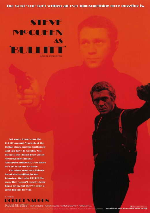 Bullitt Movie Poster Print featuring iconic film art.