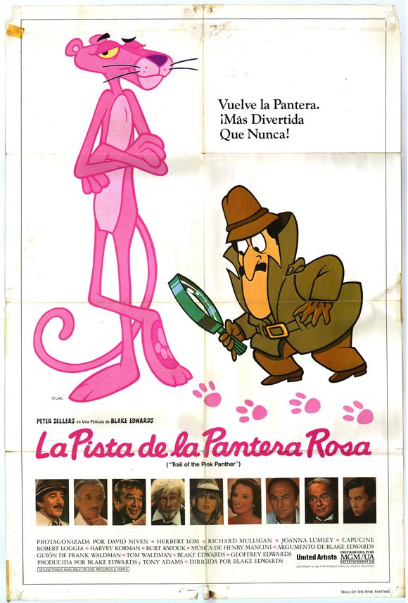 Trail of the Pink Panther Movie Poster Print featuring vibrant colors and playful imagery.