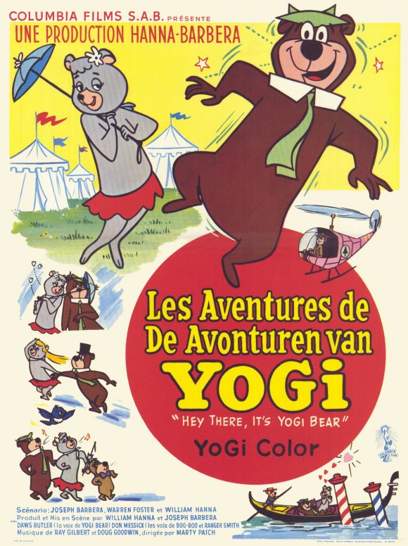 Hey There It's Yogi Bear Movie Poster Print featuring Yogi Bear and friends.