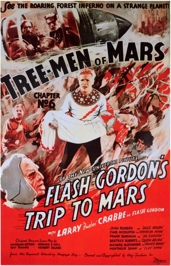 Flash Gordon's Trip to Mars Movie Poster Print showcasing vibrant sci-fi imagery.