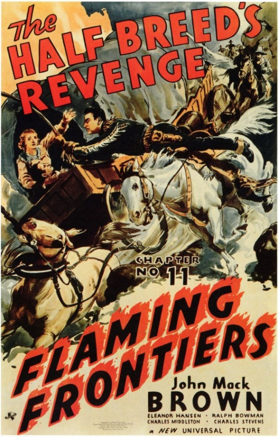 Flaming Frontiers Movie Poster Print, vibrant colors and dynamic imagery