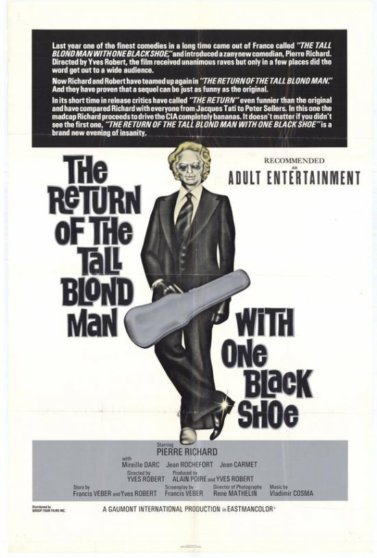 The Return of the Tall Blond Man with One Black Shoe Movie Poster, colorful and vibrant design.