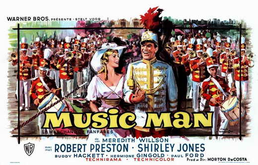 The Music Man Movie Poster Print showcasing vibrant Broadway design.
