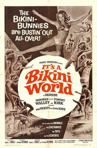 It's a Bikini World movie poster print showcasing beach fun and retro vibes.