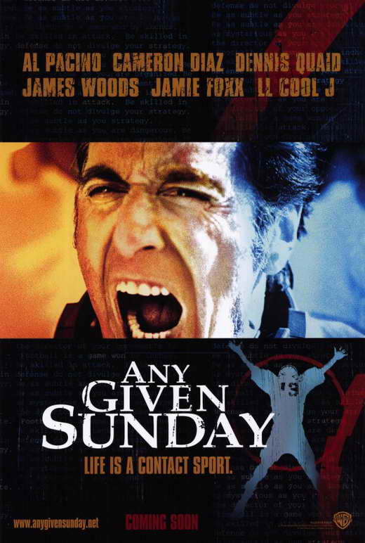 Any Given Sunday Movie Poster Print featuring football action.